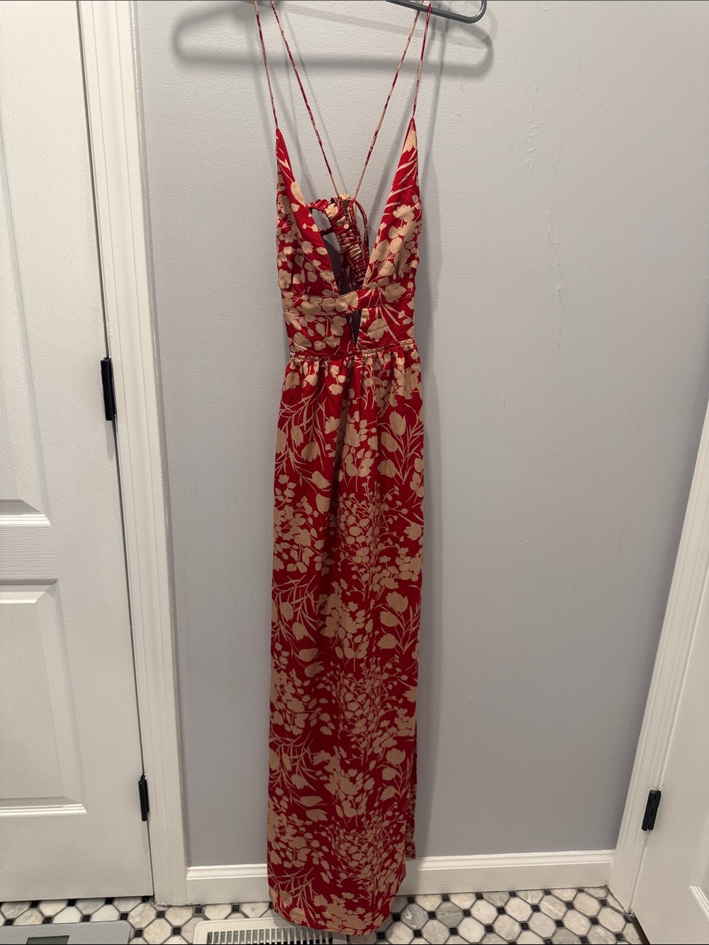 Hello Molly Red and Cream Floral Maxi Dress
